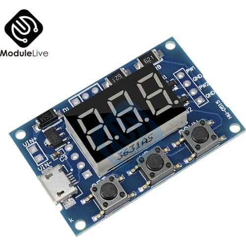 DC 5-30V Micro USB 5V Power Independent PWM Generator 2 Channel Dual Way Digital LED Duty Cycle Pulse Frequency Board Module