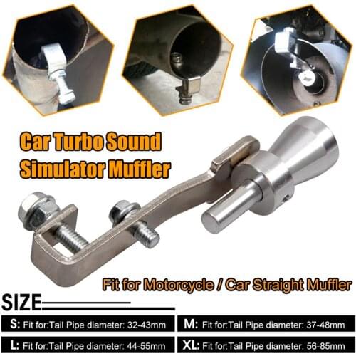Drop shipping Universal Car Turbo Sound Simulator Muffler Silver S / M / L / XL Fit for Motorcycle / Car Straight Muffler