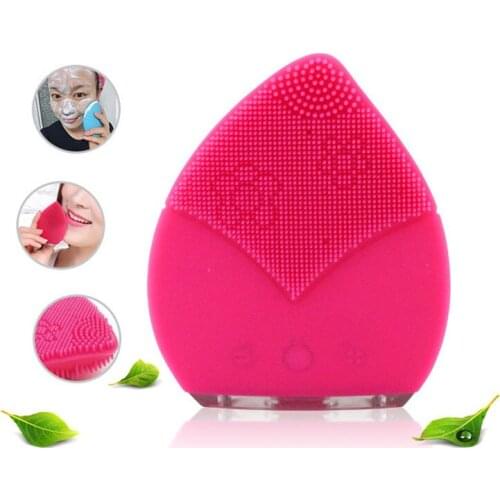 Silicone Waterproof Ultrasonic Mini Electric Facial Brush Cleaner Facial Skin Care Spa Massager Beauty Tool Device