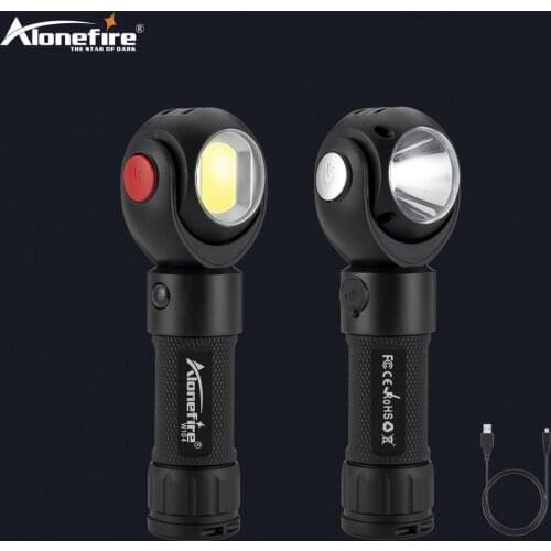 AloneFire W104 LED Work Light Micro USB Rechargeable Flashlight COB LED torch Magnetic Base Lighting Inspection Lamp