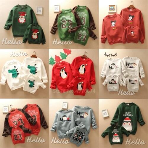 Parent-Child 2020 New Year Family Christmas Sweaters Xmas Pajamas Warm Santa Claus Elk Baby Girl Boy Adult Kids Sweatshirt Gift
