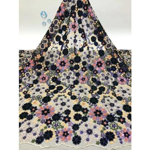 Velvet lace fabric latest African Nigeria lace fabric 2020 high quality lace fabric evening dress FJ4114