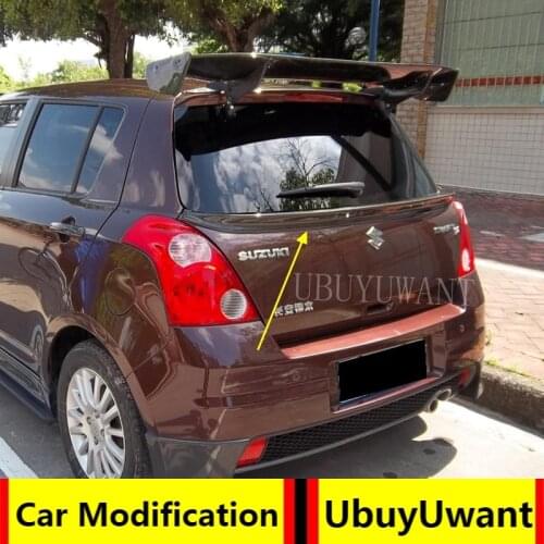 For Suzuki Swift 2008-2015 Rear Middle Spoiler Carbon fiber Exterior Rear Spoiler Tail Trunk Boot Wing Decoration Car Styling