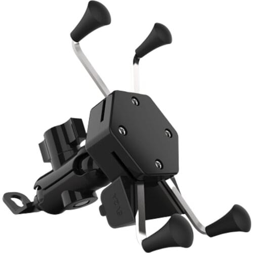 Motorcycle Scooter X-Type Charger Mobile Phone Holder Bracket Black USB Car Charging Source Navigation with Waterproof Switch