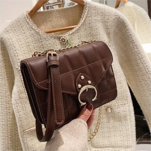 Fashion Pu Leather Female Shoulder Bag 2021 New Arrival Small Chain Flap Crossbody Bags Womens Plaid Quilted Messenger Handbag