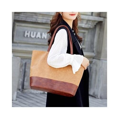 Women novelty big pu leather tote handbag for female large capacity fashion causal color block one shoulder bag