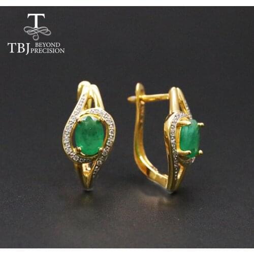 Natural Zambia emerald earring oval cut 5*7mm real green gemstone fine jewelry 925 sterling silver for women mom wife nice gift