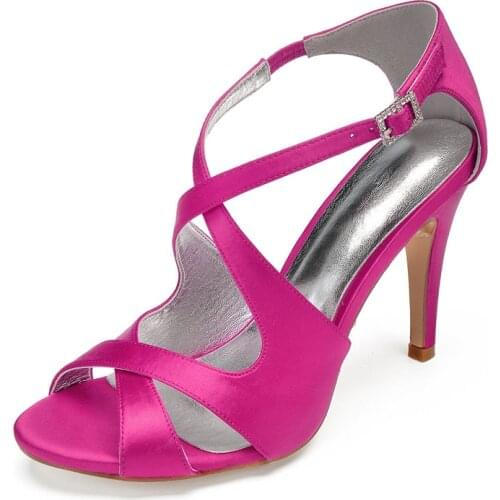 High Heels Women Wedding Bridal Sandals Shoes Open Toe Cross Strap Buckle Prom Evening Formal Party Ladies Dress Sandals