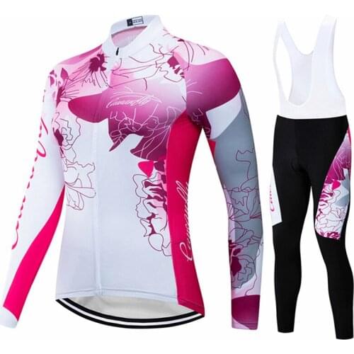 DWF Female Cycling Jersey Set Long Sleeves Road Cycling Clothes Spring Autumn Breathable Long Sleeves Bicycle Womens Jerseys