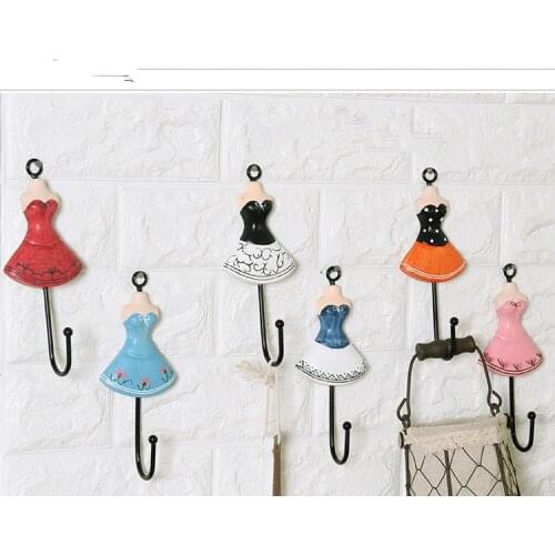 1PC American Pastoral Princess Wooden Iron Clothes Caps Hooks Creative Single Wall Hangings Hook ME 013