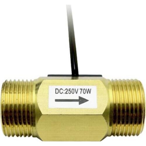 1PC Brass Water Flow Switch Magnetic Type DC250V 70W 1-30L/min Working Range G3/4 26mm Male Thread Port