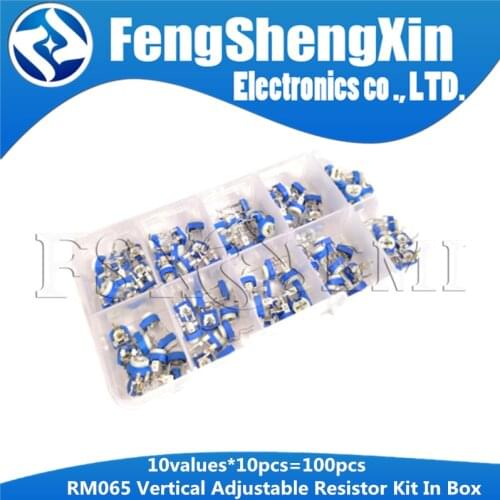 10values*10pcs=100pcs RM065 500R-1M Carbon Film Horizontal Trimpot Potentiometer Assortment Kit 500R( 1K (102) 2K 5K 100K 500K