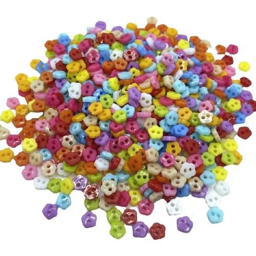 100PCS 6mm Plastic Mixed Mini Snowflake Flower Buttons Sewing 2 Holes Tiny Doll Clothes Button For Scrapbooking Cardmaking