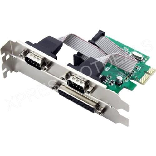 2 Ports RS-232 Serial COM & 1 Port Printer Parallel LPT Port to PCI-E Adapter