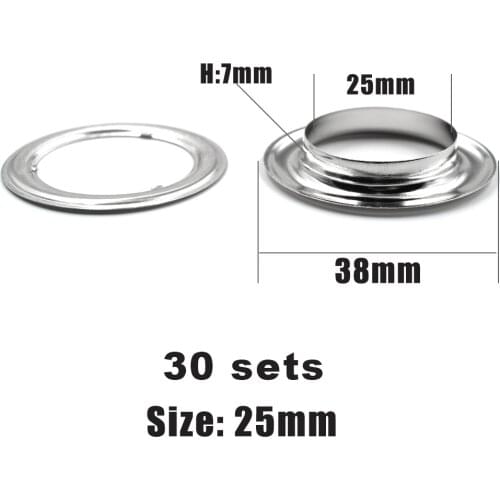 30 pieces/lot)25mm Metal Eyelets Tent rope hole Clothing & Accessories Eyelets Ring rivet snaps Shed cloth vent rivets