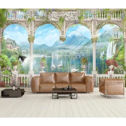 European style Roman column landscape mountain peak Wall Painting Custom 3D Photo Wallpaper For Living Room TV Background Mural