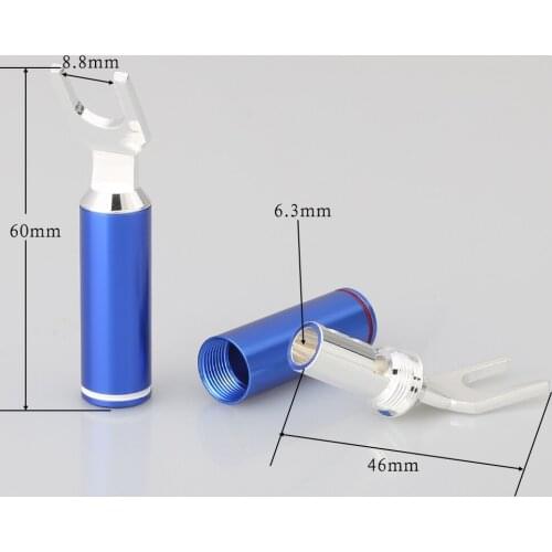 4PCS Hifi High Performance Red Copper Silver Y Amplifier Audio Speaker Cable Connection Plug