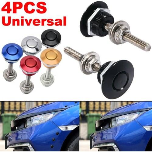 4pcs Universal Aluminum Push Button Billet Quick Release Racing Car Front Bumper Hood Pin Engine Bonnet Lock Latch Clip Body Kit