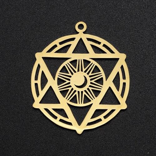 5pcs/lot 100% Gold Stainless Steel Star Moon Charm Pendant Wholesale Finding Supplies Top Quality Jewelry Bracelet Making