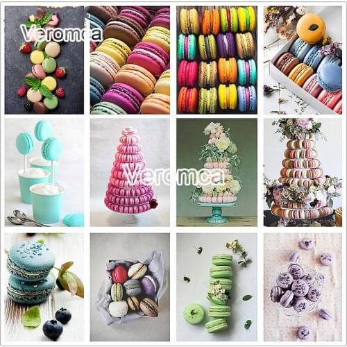 5D Diy Full Drill Diamond Painting Dessert Cake Macaron Square Round Diamond Embroidery Handmade Cross Stitch Mosaic Kitchen