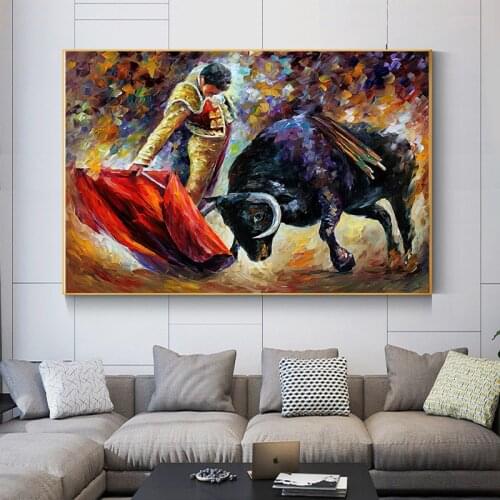 Abstract Animal Matador Bull Fight Art Canvas Painting Wall Art Posters and Prints Wall Art Pictures for Living Room Home Decor