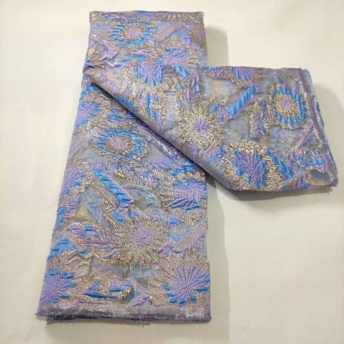 African Brocade Fabric Floral Jacquard Lace Material Organza Mesh Cloth French Tulle Net Dentelle Africaine Sewing Dress DJO21