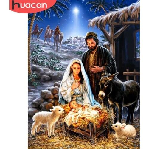 HUACAN 5d Diamond Painting Jesus Mosaic Religious DIY Diamond Embroidery Cross Stitch Portrait Home Decor Handicraft