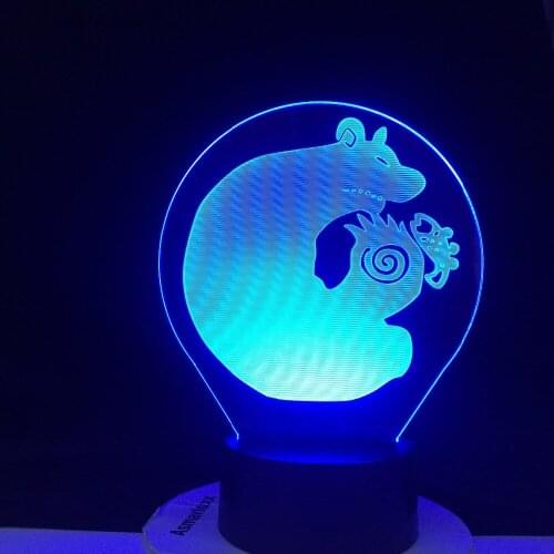 Anime Lamp The Seven Deadly Sins Grizzlys Sin of Sloth 3D LED Night Light for Kids Bedroom Decor Light Colors Table Night Lamp