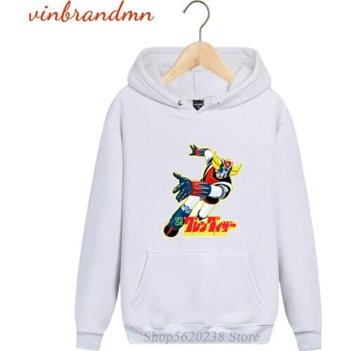 Anime Mazinger Z Men Printed Fashion Hoodies Funny Harajuku Sweatshirt Goldrake UFO Robot Graphic Hoodies Fleece Pocket Hoodie