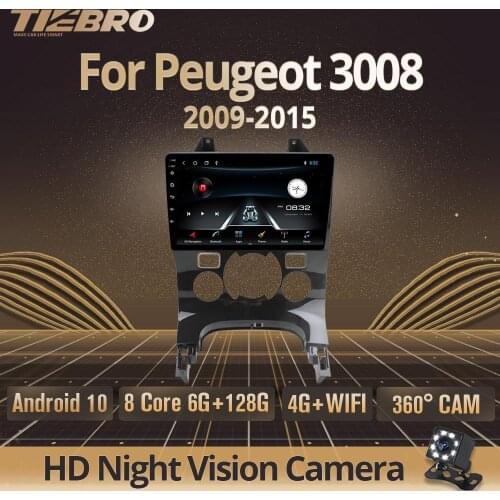 TIEBRO 2din Android 9.0 Car Radio For Peugeot 3008 Car GPS Navigation Multimedia Player 2009 2011 2012-2015 2DIN Car DVD Player