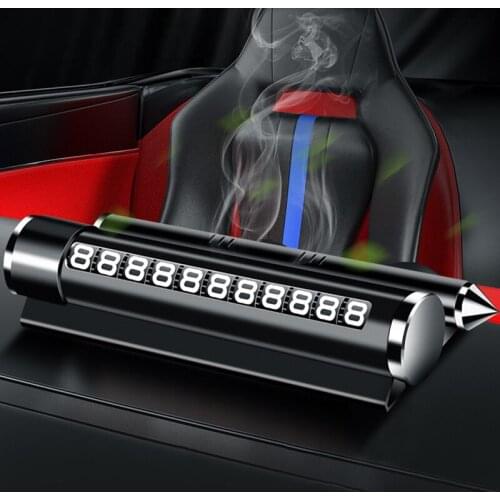 Car Mobile Phone Holder Temporary Parking Card Phone Number Plate Aromatherapy Multifunctional Metal Safety Hammer