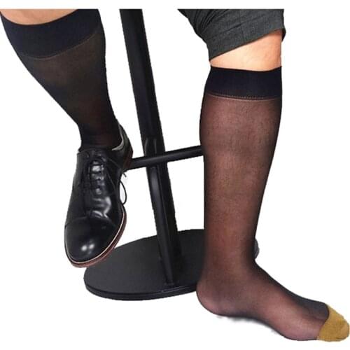 Brand Mens Nylon silk socks Transparent Thin Sexy Formal Male Gay Socks Black sheer Socks Man Dress suit socks