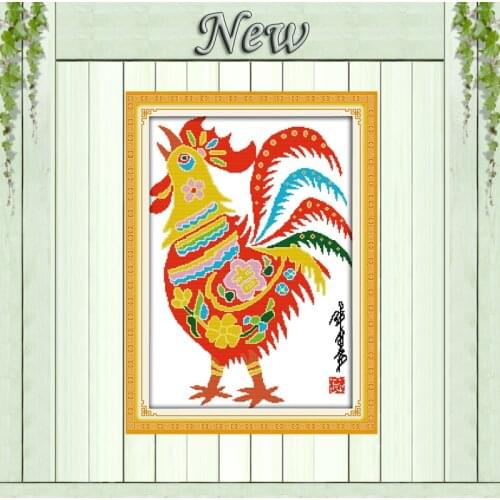 Paper cutting big rooster paintings counted printed on canvas DMC 14CT 11CT Chinese Cross Stitch Needlework Sets Embroidery kits