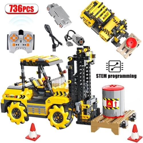 City Technical APP RC Programming Engineering Trucks Building Blocks Voice Remote Control Excavator Bricks Toys For Kids