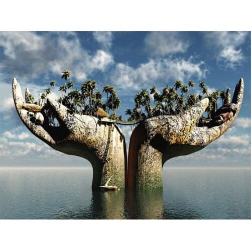 D0818 Ocean Island Landscape Nature Silk Fabric Poster Art Decor Indoor Painting Gift