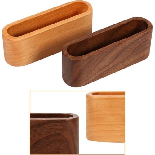 1Pcs Card Holder Storage Box Organizer Wooden Business ID Name Case Cover For Desk Desktop Countertop
