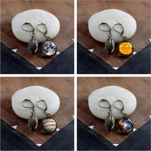 HOT!Charming Nebula Dangle Earring Galaxy Space Glass Cabochon Pendant Solar System Jewelry Space Universe Milky Way Jewelry