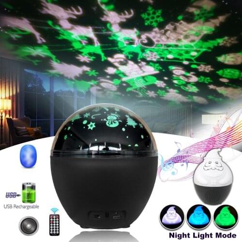 IR Remote Control BT Audio Portable Multifunction Projection Lamp Christmas Festival Party Gift for Kids Decoration