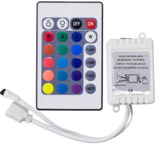 DC12V 24-key IR Remote RGB Light Strip Controller for SMD3528 5050 5730 5630 3014 RGB LED Lights Mini Control Box Controller