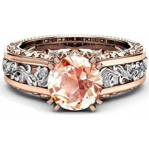 Jingyang Ring Popular Style Lady Ring For Women Round Rose Gold Color Separation With Big Stone Engagement Rings Wedding Band