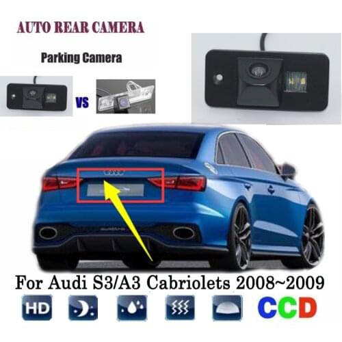 Reverse Camera For Audi S3/A3 Cabriolets 2008~2009 CCD Night Vision RCA rear view Camera license plate camera / Back up Camera