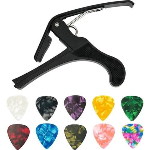 Acoustic Electric Guitar Capo + 10 Picks, Guitarra Mediator Capotraste Plectrum Accessories