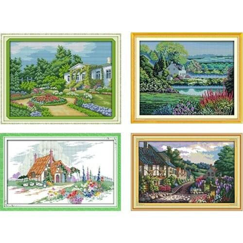 Joy Sunday Scenic Paintings Beautiful Homeland Cross Stitch Kits 11CT14CT Decor Handmade DIY Embroidery Kits Needlework Sets