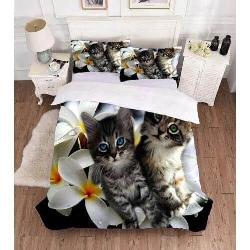 Cool Cat Bedding Set Animal Printed Duvet Cover Set for kids Adults 3D Quilt Bed set Double Queen King BedRoom bed Linens