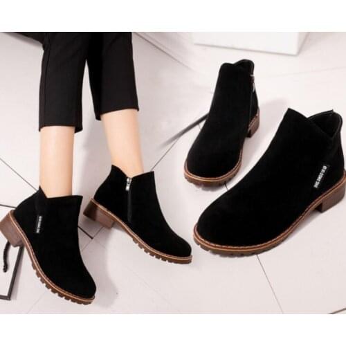 SLYXSH Fashion Women Martin Boots Autumn Winter Boots Classic Zipper Snow Ankle Boots Winter Suede Warm Fur Plush Women Shoes