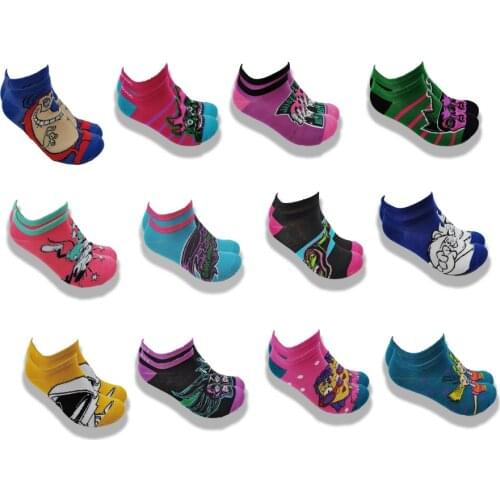 Fashion Cartoon Printed Mens and Womens Boat Socks Breathable Invisible Low Ankle Soft Comfortable Socks in Summer