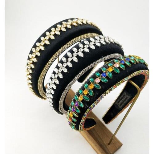 Full Crystal Luxury Hair Accessories Hair Hoop Shiny Soft Rhinestone Hoop Headpiece Black White Pink Women Headpiece