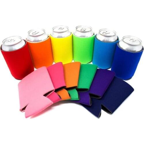 Solid Color Neoprene Foldable Stubby Holders Beer Cooler Bags For Wine Food Cans Cover Kitchen Tools LX1596