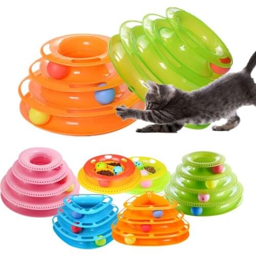 Plastic Cat Track Ball Disk Tower Interactive Cat Toy Game Intelligence Training Toy Roll Ball Detachable Play Toy Pet Products