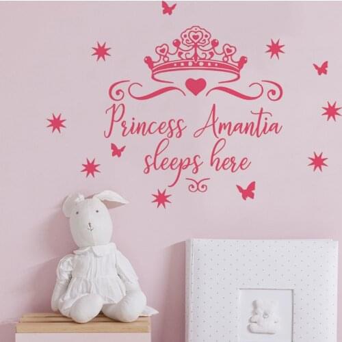 Princess Personalised Cinderela Rapunzel Girl Wall sticker Kids Boys Teenager Room Baby Wall decals Sticker Bedroom decor HY315
